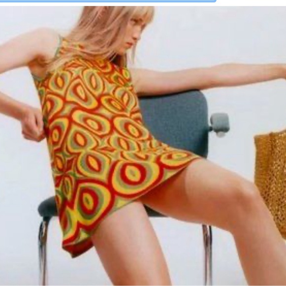 Zara Dresses & Skirts - New! ZARA 70’s inspired scoop back psychedelic dress S